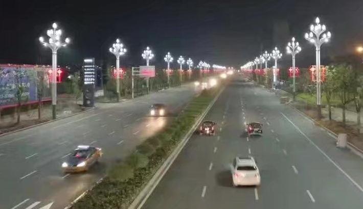 东莞向日葵视频下载黄照明玉兰灯道路照明效果实景图