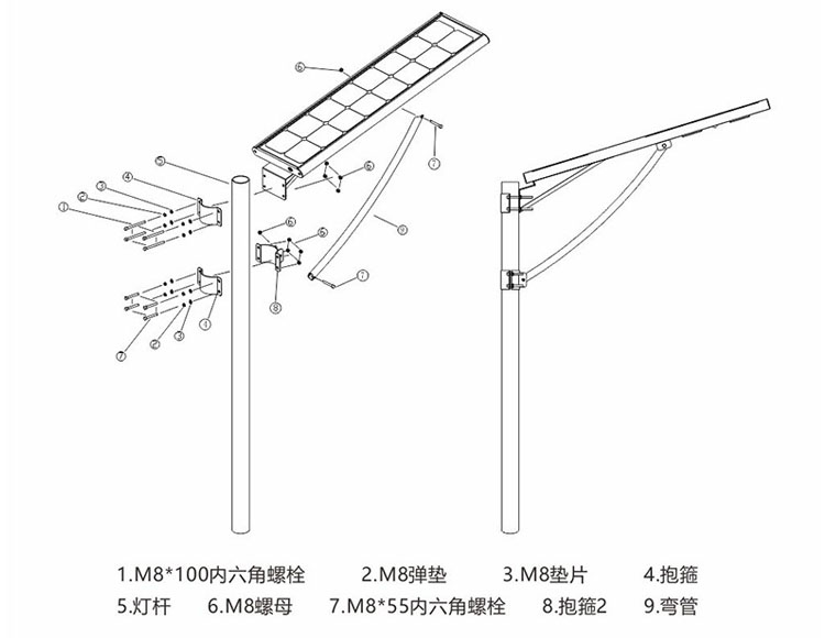 向日葵视频下载黄照明一体化太阳能路灯安装示意图